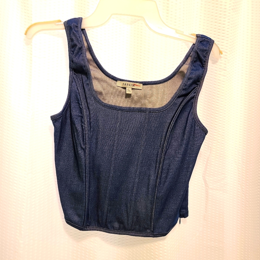 Denim Blue Corset Crop Top